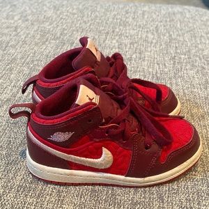 Nike Air Jordan 1 Mid Red Quilt Kids Shoes
